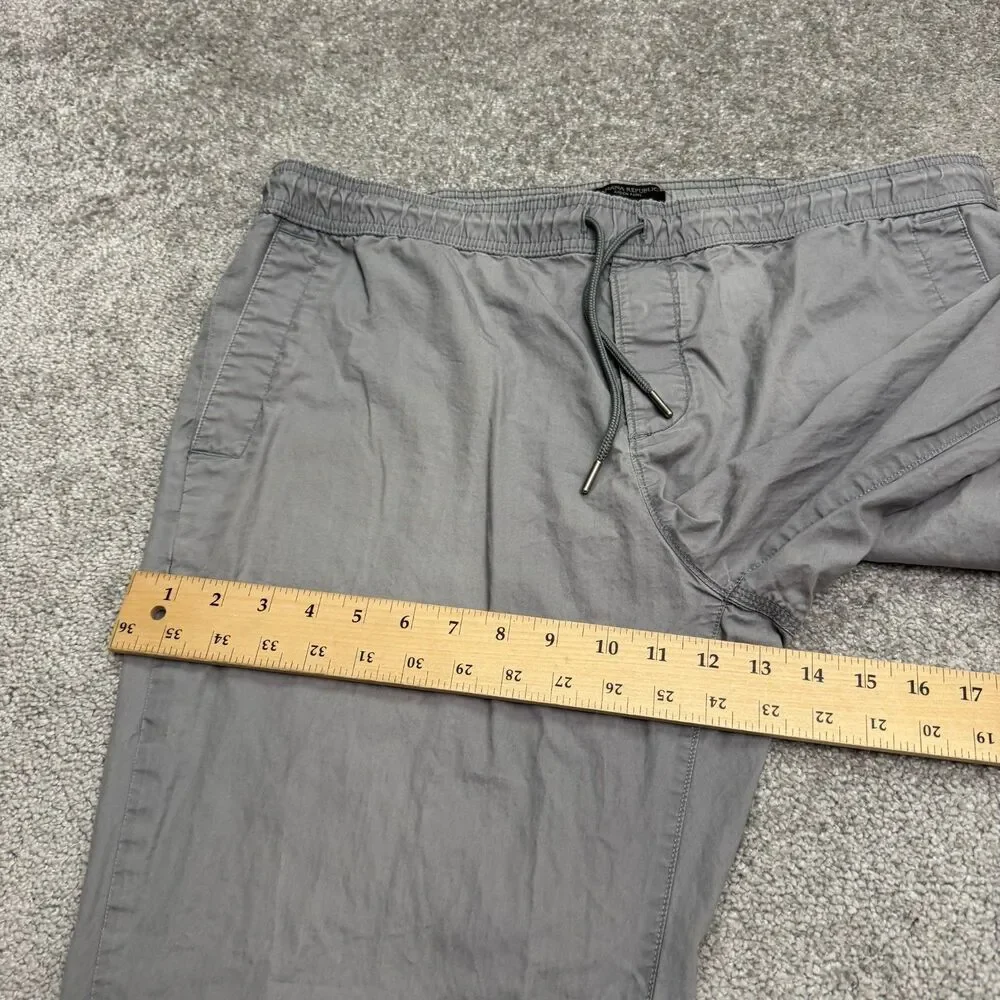 Banana Republic Aiden Fit Chino Pants Mens 36x32 Gray Tapered Leg Elastic Waist